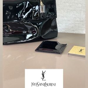 Yves Saint Laurent Black Patent Leather Makeup Bag